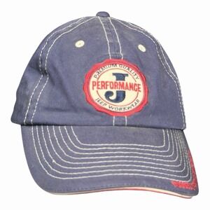 Jeep Performance Workwear Hat Cap Distressed Blue Red Logo Adjustable Wrangler